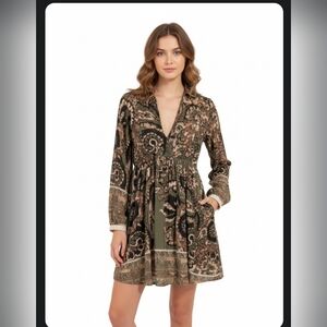 Free People Floral Mini Dress XS V Neck